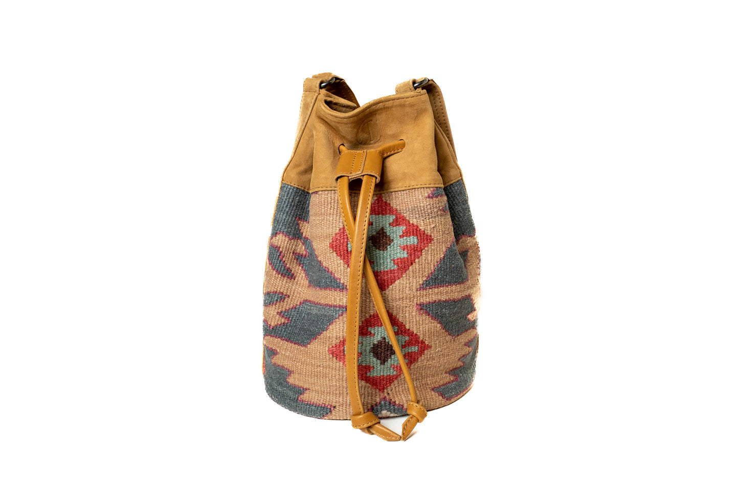 Brown Kilim Bucket Bag