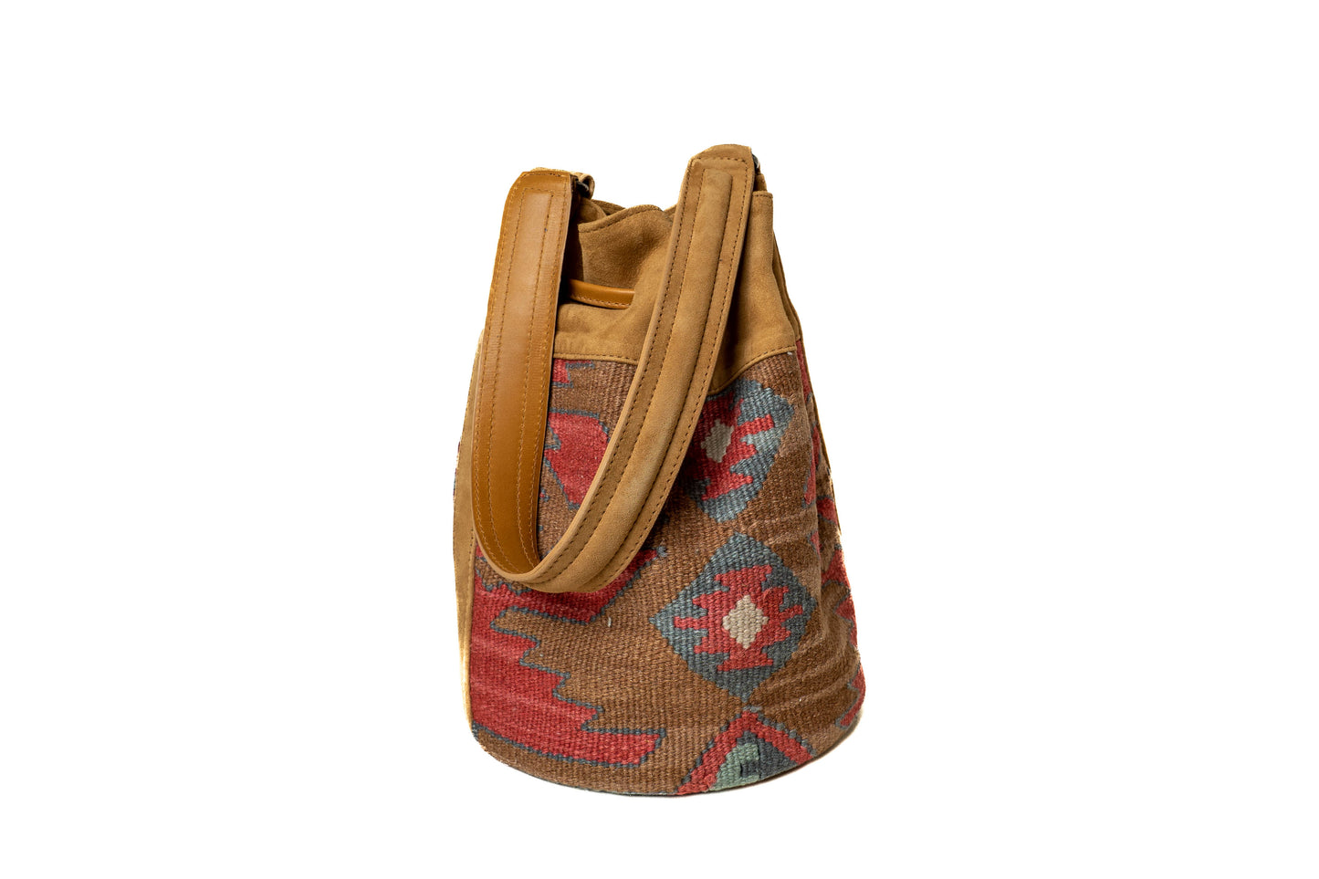 Brown Kilim Bucket Bag