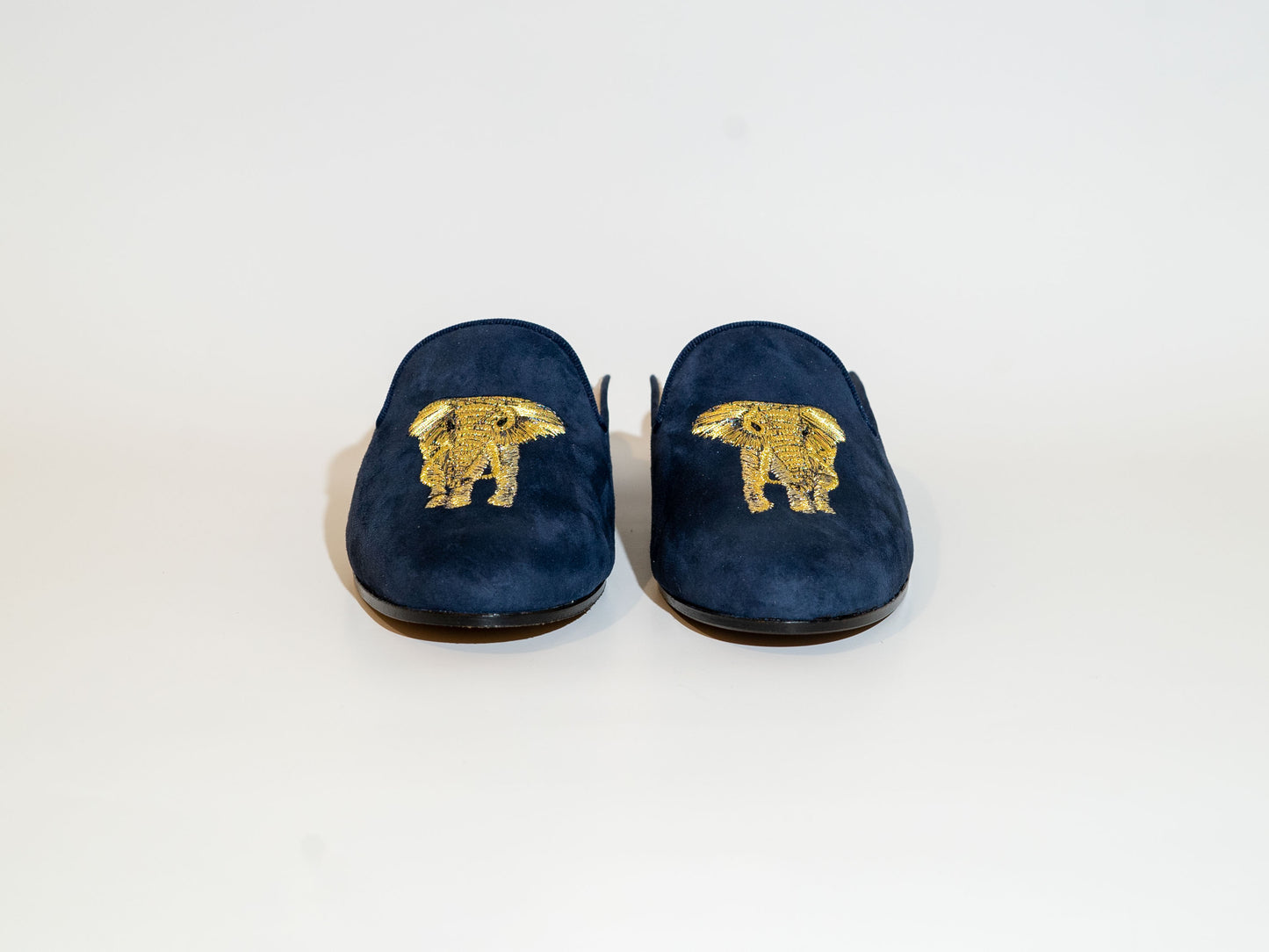 Gold Elephant Navy Blue Mule